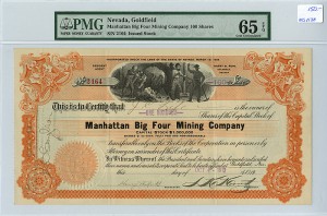 Manhattan Big Four Mining Co - Stock Certificate